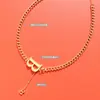¡Privado! Collar de Cadena Gruesa con Letra B Hip Hop Exagerado Europeo y Americano para Mujer Collar de Clavícula con Borla Accesorios de Acero de Titanio Oro de 18 Quilates