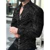 Transfronterizo 2023 primavera nuevo hombre estampado digital animal lobo casual manga larga solapa talla extra joven camisa hombre