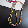 Ins Cuentas de Arroz Coloridas Lunares Niña Cachorro Cadena Colgante de Cuentas Cadena Correa para Lanyard de Teléfono Móvil Bolso Largo Universal