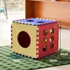 Ninho de feltro para gato de inverno com arranhador, vila integrada para gatos, casa de gato morna semi-fechada, ninho de dormir para gatos com túnel