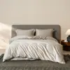 Juego de cuatro piezas de algodón de fibra larga de alta densidad, color sólido, estilo minimalista de lujo ligero Clase A, funda de edredón lisa simple, ropa de cama de algodón puro transpirable calidad hotel