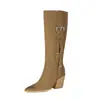Botas Altas de Tacón Grueso Puntiagudas para Otoño/Invierno 2026, Pedido Extranjero Transfronterizo, Tallas 40-43, Botas de Caballero Occidentales Talla Grande
