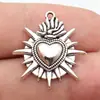 Pendente de Coração Gótico Prata Antiga 26X24Mm 2,9g Charme de Liga Vintage DIY Item Quente Transfronteiriço