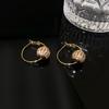Brinco de Argola Exquisito Francês Bola da Sorte Bola de Diamante Leve Luxo Retrô Nicho High-end Versátil Design de Moda Brincos para Mulheres