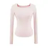 Camiseta Tendência Slim-Fit Sexy Camada Falsa de Duas Peças Manga Longa para Outono, Camisa Base Fashionável Cor Sólida, Top Justo
