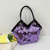 Nova Bolsa Brilhante Feminina, Bolsa Simples e Leve com Acabamento de Lantejoulas Texturizadas, Bolsa de Festa, Bolsa de Ombro, Bolsa de Ombro da Moda, Bolsa Tote