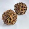 Pelota de Rama de Sauce Natural Personalizada con Piel, Set de Mordedores para Mascotas, Pelota de Hierba para Aliviar el Aburrimiento, Pelota de Paja Vegetal Tejida a Mano