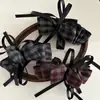 Pinza de plátano de cinta de lazo a cuadros de color retro coreano, pinza versátil de tela estilo perezoso para cola de caballo con un toque de alta gama