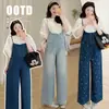 Pantalones Anchos Sueltos con Pedrería de Meteoro Nuevos Primavera/Verano 2026 para Mujeres Embarazadas + Peto de Mezclilla de Maternidad + Camisa de Maternidad