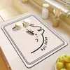 Alfombrilla Drenante de Barro de Diatomeas Dibujos Animados Cocina Restaurante Aislante Resistente al Calor Salvamanteles Absorbente de Agua Secado Rápido Resistente a Manchas Fácil Cuidado Salvamanteles
