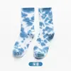 Meias Tie-Dye Femininas para Primavera e Verão, Meias de Algodão de Cano Médio, Meias Esportivas de Cano Alto Moda Streetwear Casual, Meias Multicores Combinadas, Meias Masculinas Respiráveis