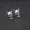 Pendientes Vintage de Calavera Hannya Pendientes de Máscara Punk Gótica de Moda para Hombres Plata Tailandesa de Imitación Accesorios para Orejas de Halloween Desgastados
