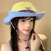 Sombrero de pescador estilo japonés con bloques de color dopamina para senderismo al aire libre en primavera y verano, sombrero de protección solar, popular sombrero de pescador con bloques de color para alpinismo