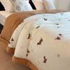 Bear Class A Knitted Cotton Bean Velvet Blanket Quilt Cartoon Single Soybean Quilt Infantil Jardim Nap Colcha