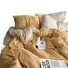Juego de cuatro piezas de funda de edredón de algodón lavado doble, estilo nórdico simple ins, juego de tres piezas de funda de edredón y sábana para dormitorio, ropa de cama 4