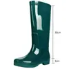 Botas de lluvia de secado rápido sin forro para mujer, de caña alta, de terciopelo y algodón, impermeables, antideslizantes, de media pantorrilla, zapatos de goma, botas de agua, cálidas para cocina