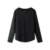 Gola Redonda Ajuste Slim Ajuste Slim Camiseta Básica Feminina Outono e Inverno com Forro de Lã Camiseta Interna Cor Sólida para o Trabalho Manga Longa Top Quente