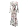 Vestido Largo de Manga Larga con Estampado Floral Estilo Resort Francés y Cinturón para Ajustar la Cintura 2026 Primavera Nuevo Corte Delgado Elegante