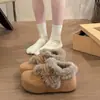 Zapatos de Peluche Birkenstock para Mujer 2026 Invierno Más Terciopelo Cálidos Cobertura Total Lazo Suela Gruesa Zapatos de Algodón Zapatos Peludos Botas de Nieve