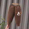 Pantalones de invierno estilo western de algodón para niños y niñas, nuevos y guapos, pantalones de algodón con cabeza de perro tridimensional para bebé