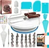 Conjunto de Boleira Giratória com 65 Peças, 24 Bicos de Confeitar, Espátulas para Bolo, Ferramentas de Decoração, Conjunto de Confeitaria