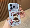 Bordado Cachorro Grano de Cuero Aplicable a Funda para Teléfono Apple 17 16promax A Prueba de Caídas 15Pro Cobertura Completa 13/14 Funda Protectora