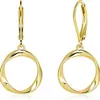 Novedad Europea y Americana Estilo Simple y de Moda Anillo de Mobius Ganchos para Orejas para Mujer, Pendientes Huecos Versátiles y Elegantes, Versátil Transfronterizo