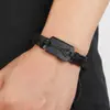 Pulsera Ajustable de Cuero Negro de Simple Tirón Joyería de Personalidad Tejida Retro Europea y Americana Accesorios de Moda para Hombre y Mujer