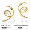 Pendientes de Titanio Yuhui Transfronterizos con Zirconia Incrustada en Forma de Gota de Agua Líneas Geométricas Chapados en Oro Real Acero Inoxidable Impermeable y Resistente al Desgaste