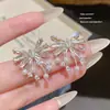 Pendientes Exquisitos de Plata S925 con Aguja de Plata, Circonita y Perla, Estilo Nicho Versátil y Sencillo, Pendientes de Lujo Ligero de Alta Gama para Mujer