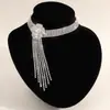 Collar de Moda Estilo Europeo y Americano con Borla de Diamantes Flash Flor de Pedrería Francesa Accesorios para Vestido de Novia Collar Gargantilla