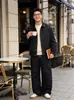 Conjunto Decorativo de Costura Irregular para Homens, Novo Estilo de Primavera, Calça Larga Casual com Botões, Jaqueta Jeans Tendência para Mulheres