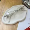 Joyería del Mismo Estilo de Jennie - Juego de Lentes Sin Marco con Borde de Diamante para Mujer, Lentes Planos Ovalados de Alta Gama con Graduación para Monturas de Miopía