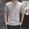 Camiseta de manga corta para hombre, nueva camiseta de verano 2023, color liso, cuello redondo, manga corta, juvenil, ajustada y fina.