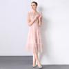 2025 Vestido Francés de Socialité con Empalme de Malla Vestido de Verano para Mujer Elegante Cintura Adelgazante Look Princesa Falda de Pastel Esponjosa