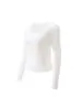 Camiseta Lisa de Cuello Redondo Grande para Mujer, Estilo Dulce y Fresco de Chica Picante para Otoño, Top que Ceñe la Cintura, Adelgazante, Cómodo, Casual, Camiseta Básica Versátil