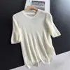 2026 Nuevo Top Corto de Punto Fino Ajustado con Pliegues Blusa Delgada para Mujer Venta al por Mayor H10AS99529