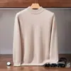 Suéter de cachemira 2026 otoño/invierno nuevo suéter de punto para hombre de cuello alto medio casual de negocios para mediana edad capa base de doble hilo