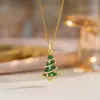 Europeu e Americano Transfronteiriço Novo Papai Noel Árvore de Natal Microincrustado Esmalte Gotejado Colar Meninas Natal Outono e Inverno Corrente da Clavícula