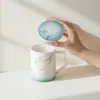 Taza de Cerámica con Orquídea Pintada a Mano de las Dinastías Tang y Song, Taza con Filtro para Té, Taza de Oficina con Tapa, Taza de Té con Revestimiento Interior, Taza Personal