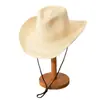 Chapéu de Cowboy Ocidental Retrô Americano para Mulheres, Proteção Solar de Verão, Chapéu de Palha para Caminhada para Homens, Estilo de Férias na Praia
