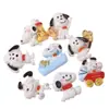 Serie de dibujos animados de perro blanco alegre y lindo con cara brillante, accesorios de resina para hacer tú mismo, pegamento en crema, funda para teléfono móvil, horquilla, pegatina para taza de agua