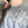 Corrente de suéter de ervilhas brilhantes de camada dupla, colar feminino de outono e inverno, corrente de suéter, estilo ocidental, acessórios longos da moda