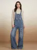 Pantalones de Mezclilla Casuales Cómodos de Pierna Ancha Sueltos Retro a la Moda con Efecto Desgastado, Fuente Transfronteriza Europea y Americana, Moda para Mujer