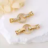 Acessórios DIY Folheados a Ouro 14K com Zircônia, Fecho de Colar Pérola Redonda, Fecho de Pulseira, Conector de Fecho Final