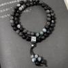 Pulsera de Personalidad Obsidiana Juego Literario Femenina Original Sándalo Cuentas de Buda Estudiante Cien Fragancias Pulsera de Sándalo Pareja Estilo Étnico