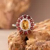 Anel de Amethysto Natural, Citrino e Peridoto, Anel de Girassol em Prata de Lei S925 com Pedras Coloridas, Anel Feminino, Direto da Fábrica Fonte