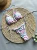 Bikini sexy europeo y americano con cordones, estampado transfronterizo, para mujer, 2024