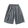 Pantalones Cortos Anchos Cropped de Trabajo Lavados Estilo Japonés Retro para Hombre, Marca de Verano de Moda Sueltos Versátiles Casuales para Exteriores