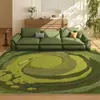 Alfombra Verde, Sala de Estar, Felpudo Retro, Dormitorio Estilo Mid-Century, Aislante de Sonido, Impermeable, Fácil de Limpiar, Lavable, Sofá Color Musgo, Alfombra para Mesa de Café